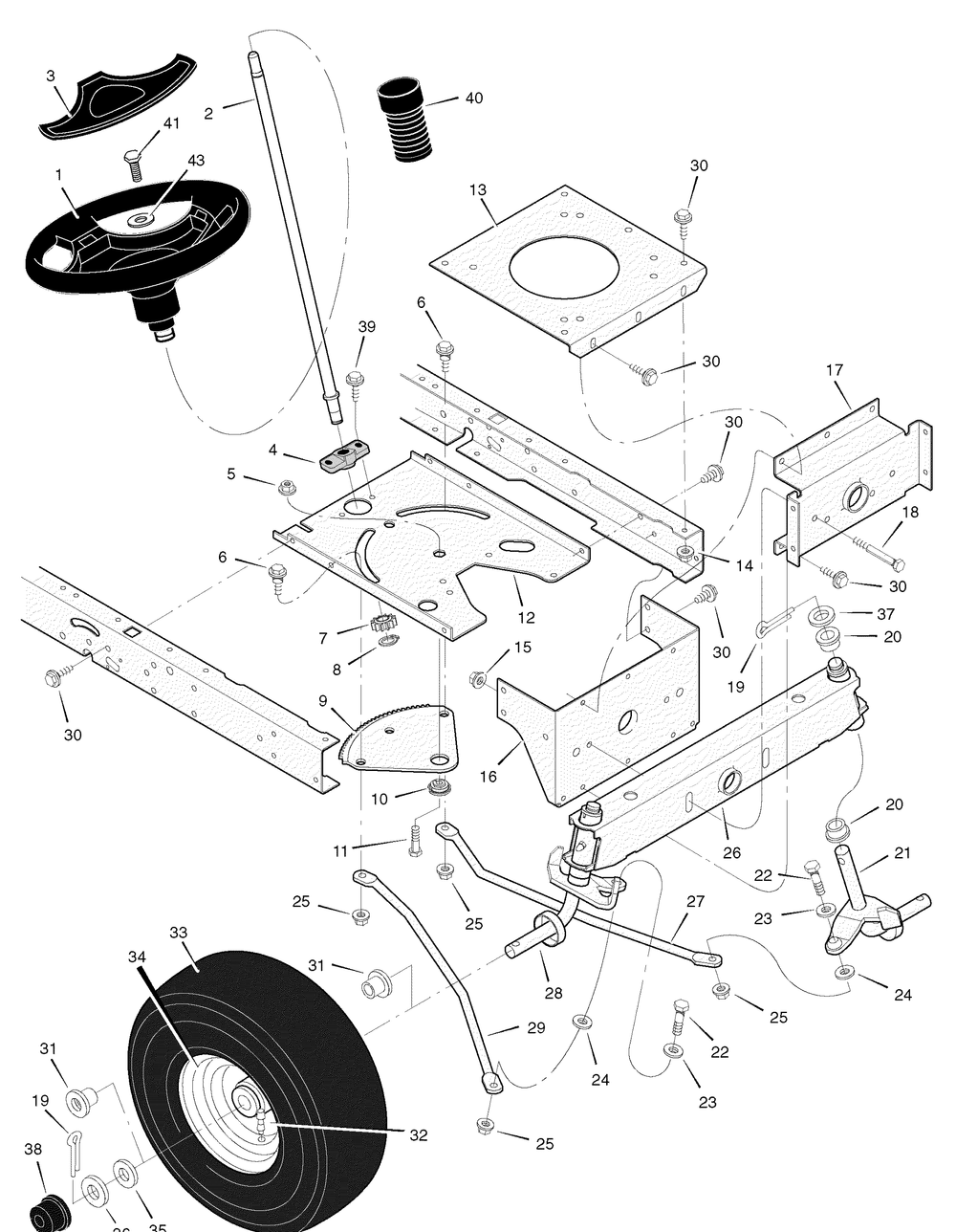 Steering Diagram and Parts List for 405013X50B 2006 Briggs and Stratton Lawn Tractor